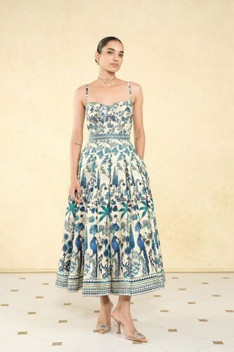 Avis Printed Silk 50s Dress - Cream, Cream, image 1